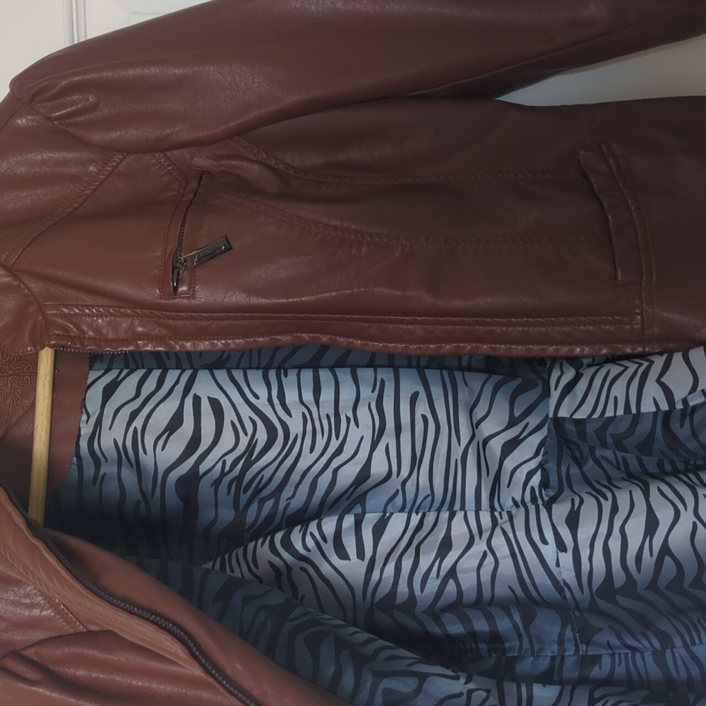 Brown Vegan Leather Jacket - Picture 5 of 5